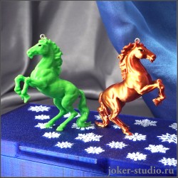 НАБОР НОВГОДНИХ ИГРУШЕК ФИОЛЕТОВО-ЗОЛОТАЯ и ЗЕЛЕНАЯ ЛОШАДКА