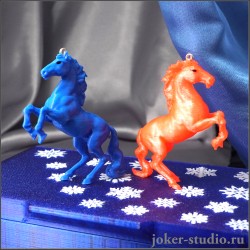 ПОДАРОЧНЫЙ НАБОР ЛОШАДОК ОРАНЖЕВАЯ И СИНЯЯ ЯРКИЙ НОВОГОДНИЙ ДЕКОР со СВЕЧЕНИЕМ