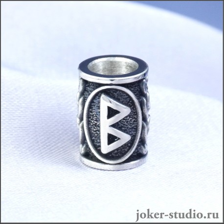 РУНА БЕРКАНА ШАРМ ДЛЯ БРАСЛЕТА ЮВЕЛИРНАЯ БУСИНА ДЛЯ ТЕМЛЯКА ИЗ АРГЕНТАНА