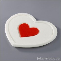 Креативная подставка под чашку с белым сердцем подарок на день рождение или 8 марта