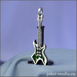 ПОДВЕСКА ГИТАРА WARLOCK ЮВЕЛИРНЫЙ КУЛОН с ЗЕЛЕНОЙ ЭМАЛЬЮ