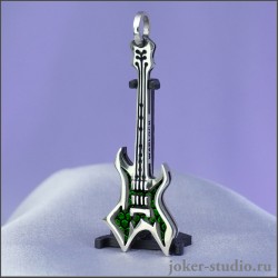 ПОДВЕСКА ГИТАРА WARLOCK с ЗЕЛЕНОЙ ЭМАЛЬЮ МУЗЫКАЛЬНЫЙ КУЛОН в СТИЛЕ ГРАНЖ