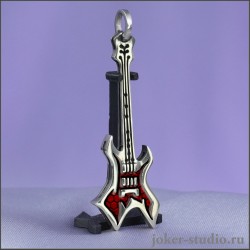 КУЛОН в ВИДЕ ГИТАРЫ WARLOCK с КРАСНОЙ ЭМАЛЬЮ ЯРКИЙ АКЦЕНТ ВАШЕГО ОБРАЗА