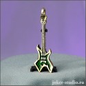 КУЛОН ГИТАРА WARLOCK СТИЛЬНАЯ ПОДВЕСКА из БРОНЗЫ с ЗЕЛЕНОЙ ЭМАЛЬЮ