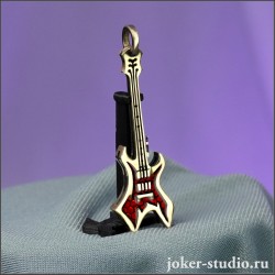 КУЛОН с ГИТАРОЙ WARLOCK РОК ПОДВЕСКА с КРАСНОЙ ЭМАЛЬЮ