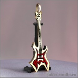 КУЛОН в ВИДЕ ГИТАРЫ WARLOCK с КРАСНОЙ ЭМАЛЬЮ УНИКАЛЬНЫЙ ПОДАРОК РОК СТИЛЕ