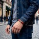 Красный браслет шнур с серебряным винтажным замком из аргентана