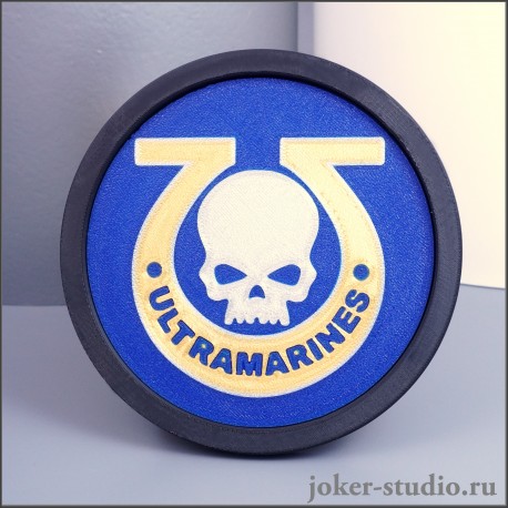 Подставка под кружку «Ультрамарины» из пластика — костер-сувенир Warhammer 40k