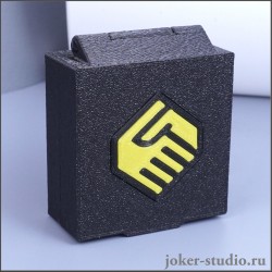 Подарочный футляр с магнитным замком 50х50х26 мм логотип Рукопожатие двухцветный (Опт / Розничная продажа)
