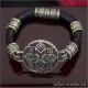 Женский кожаный браслет с оберегом "Алатырь" и кельтскими бусинами