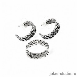 Серебряные женские кельтские украшения кольцо и серьги купить в мастерской Джокер 
