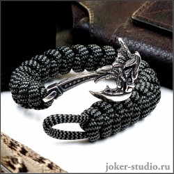 Мужской браслет из паракорда с топором Грифон и плетением змейка стильный аксессуар