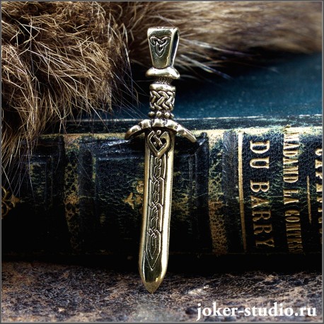 Бронзовый кулон меч "Вотан" с кельтским узором скандинавкий амулет символ Бога Одина