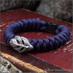 Модный браслет фиолетового из паракорда змейка с маской джина "Пери"