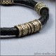 Кожаный браслет штур с бронзовыми бусами Сварога в славянском и кельтском стиле