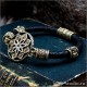 Купить женский кожаный браслет Алатырь|украшение черепными бусами из бронзы
