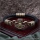 Мужской кожаный браслет "Мьёльнир" из бронзы украшение ручной работы