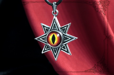 кулон звезда серебро талисман богини любви Иштар с огненным глазом дракона