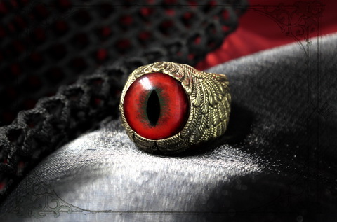 золотое кольцо в виде глаза дракона JOKER-STUDIO