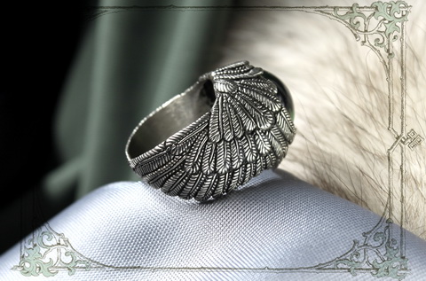 необычные женские кольца в форме крыльев и глазом мейн-куна