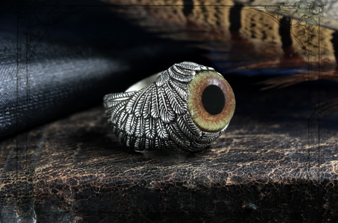 серебряные кольцо крылья с глазом орла