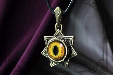 Эльфийская звезда с желтым глазом кота рыболова статусный подарок женщине