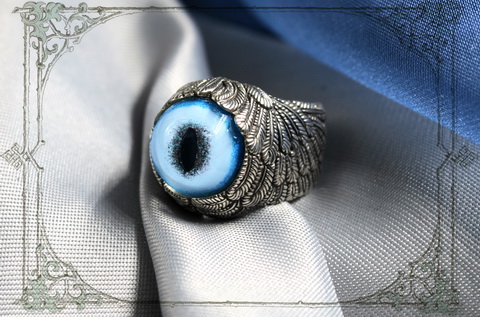 кольцо с крыльями ангела и глазом рыси JOKER-STUDIO