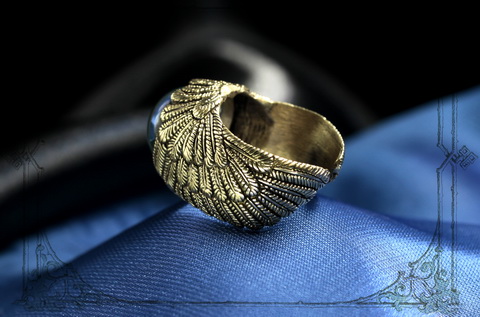 Ангельские крылья кольцо с глазом сиамского кота бронзовый перстень