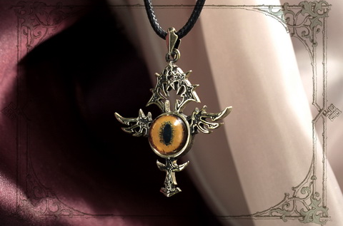 Анкх кулон большой крест с глазом золотой кошки подарок девушке