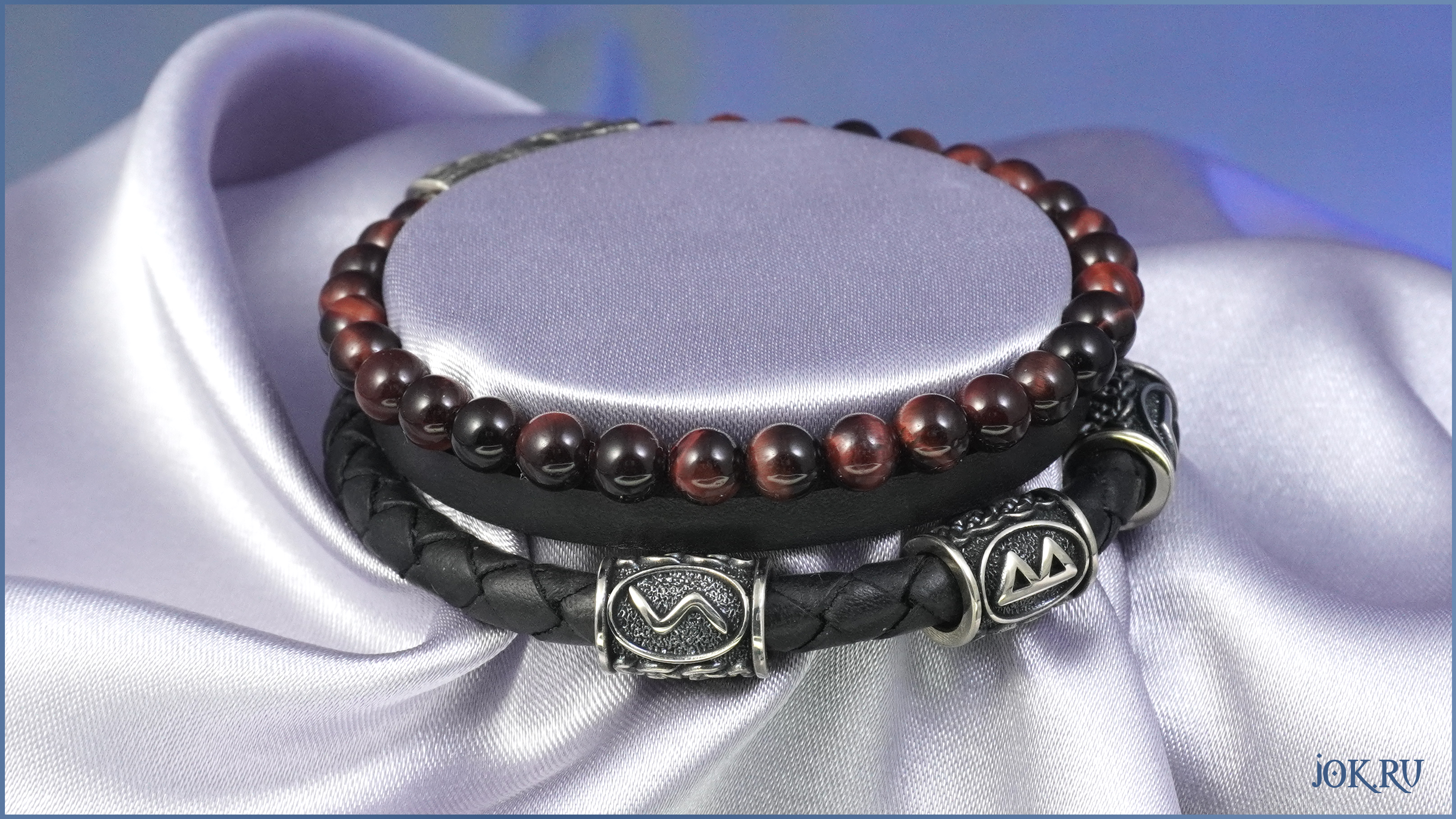 Браслеты из кожи на заказ с бусами тигровый глаз, соколиный глаз и бычий глаз