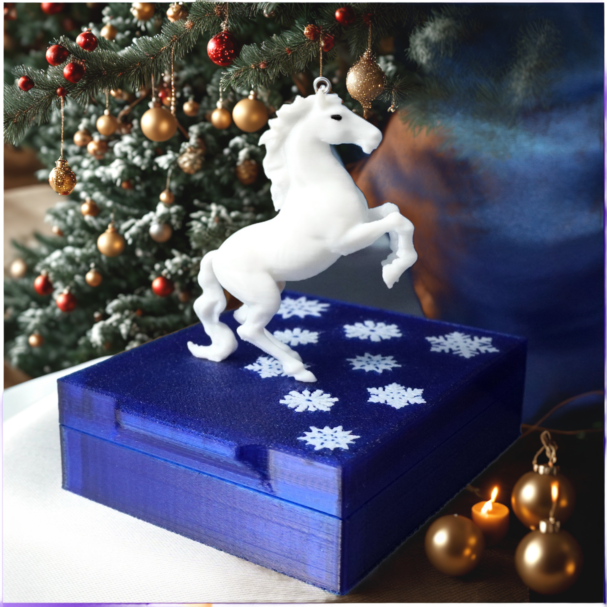 фигурка белая лошадка елочная игрушка