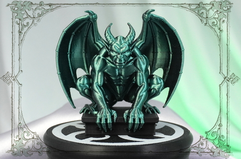 Готический подарок - статуэтка горгульи с малахитовым оттенком для любителей мистики