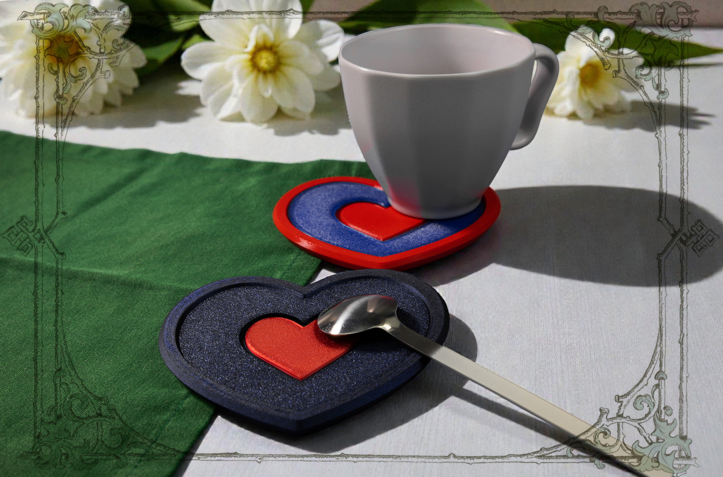 Подставки под кружку и стакан с сердцем – романтичный подарок