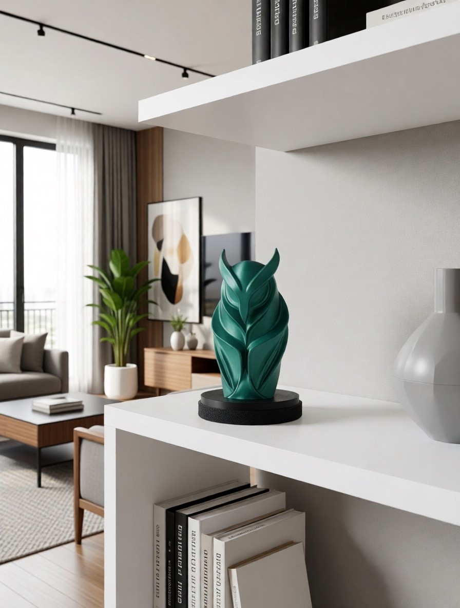 Зеленая фигурка совы как талисман удачи и защиты дома