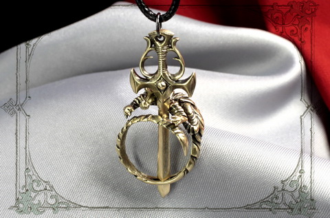 кулон-кольцо меч с драконом