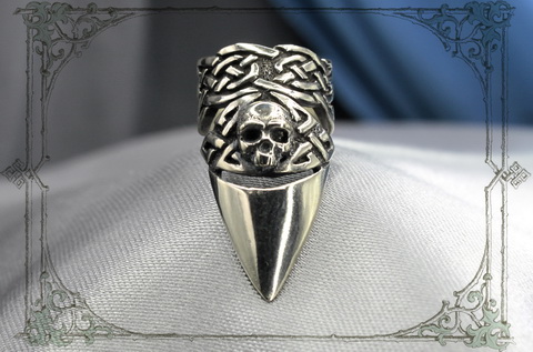 Кготь кольцо с черепом купить рок украшения в Мастерской Джокер