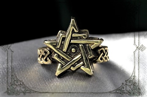 кольцо пятиконечная Звезда Пентаграмма из бронзы