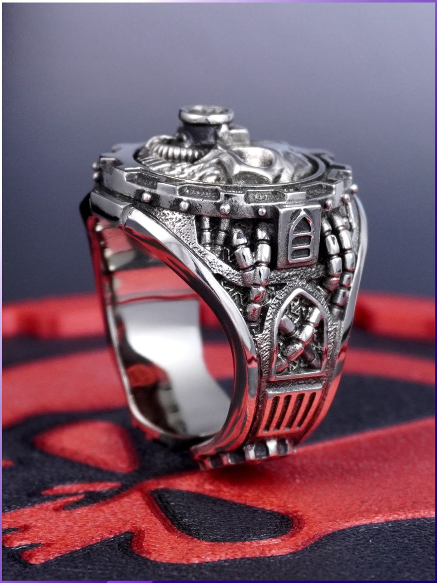 Авторское биметаллическое кольцо Adeptus Mechanicus на заказ по индивидуальным размерам