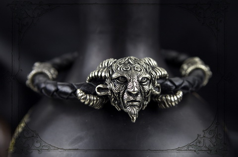 мужские плетеные браслеты из кожи с черепом в готическом стиле