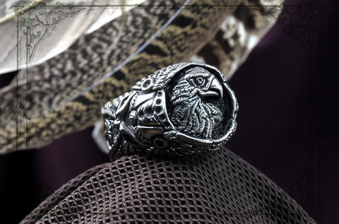Мужской перстень с орлом кольцо в скандинавском стиле