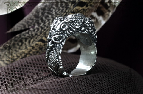 Викинги ювелирное мужское кольцо с орлом и символом