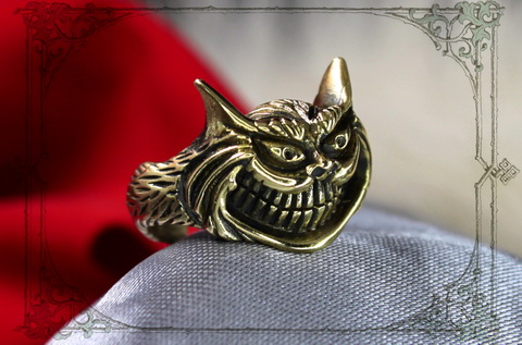 Чеширский кот кольцо из бронзы купить в Joker-studio