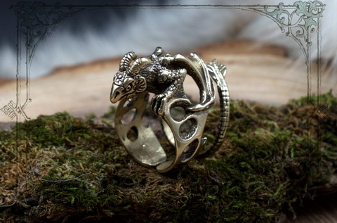 дракон Виверна - кольца готические мужские