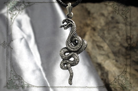 Кулон змея большая серебряная женская подвеска-талисман для скорпиона
