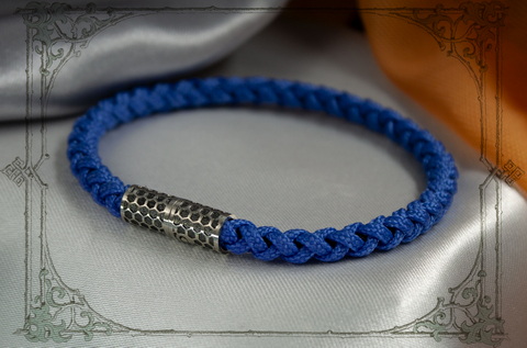 синий браслет с серебряным магнитным замком cord