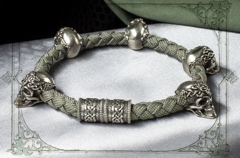 мужской браслет с серебром - украшения с черепами