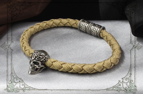 байкерский браслет с черепами мужской серебро