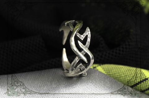 Женское стальное кольцо современное в стиле татуировки "Стрибог"