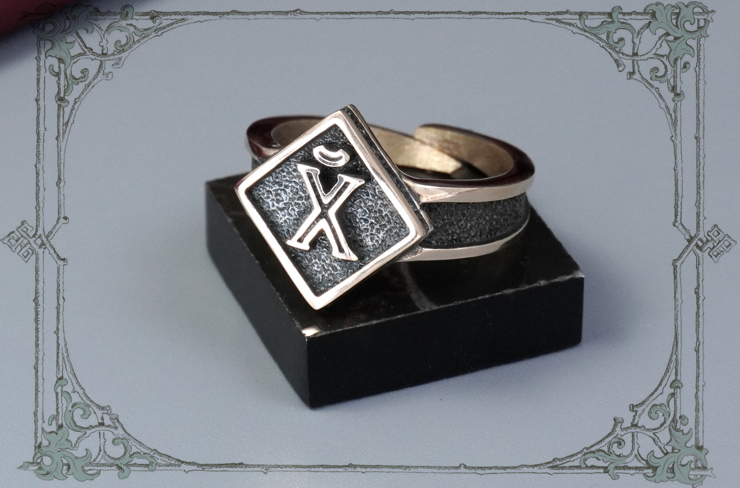 кольцо «Аморальная Х» из серебра/золота/стали