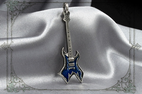 кулон синяя рок гитара WARLOCK купить в рок магазине Джокер